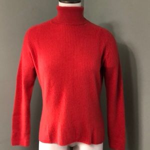 Merona 100% Cashmere Turtleneck Ribbed Knit Orange Large